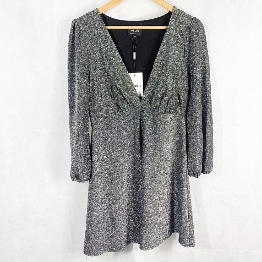 Bardot Marlena Silver Metallic Shimmer dress